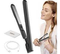 Portable Travel Hair Straightener, Cordless Curling Iron, USB Charging 2-in-1 Curling Wand & Flat Iron, Compact Hair Styling Tool for Women and Girls, Ideal for Travel and Home Use 17x2.2x2.2 cm