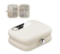 Portable Travel Pill Box - 7 Compartment Organizer With Date Reminder | 3.54x2.76x1.38in | ABS, PP & Silicone Build (108g) | Compact 7-Compartment Daily Pill Case For Travel, Work, Gym & Commute