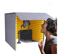 Portable Vocal Booth for Recording, Isolation Shield Room, Desktop Soundproof Cover for Music Studio Podcasts Decreasing Noise Home, Self-Made Sound Booth Box(Yellow,31.49IN)