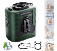 Portable Waist Fan - 2025 New Rechargeable Wearable Cooler with Flashlight,Chubbycool 6000mah Portable Fans Belt with 5 Speeds Hands-Free for Jobsite, Travel & Camping (Green)