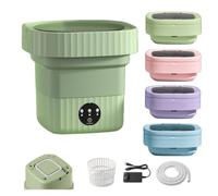 Portable Washing Machine, 11L Foldable Mini Washer with Spin Basket，Green：11L