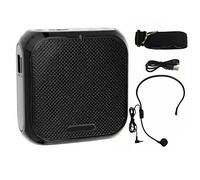 Portable Wired Mini Teacher Voice Amplifier, Professional Microphone Lightweight Headset Compact Lapel Mic for Classroom Outdoor Guidance (Black)