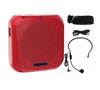 Portable Wired Mini Teacher Voice Amplifier, Professional Microphone Lightweight Headset Compact Lapel Mic for Classroom Outdoor Guidance (Red)