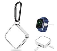 Portable Wireless Charger, Compatible with Apple Watch Series 7/6/5/4/3/2/1/SE, Magnetic Charger with USB Adapter for Traveling, Fast Charging Keychain for iWatch (Silver)