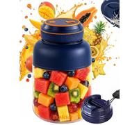 Portable Wireless Juicer Cup 180W Rechargeable Personal Juice Mixer 38 Blades Large Capacity Portable Blender with Precise Measurement Lines Wide-Mouth Easy Cleaning for Travel Office(Blue,1300ml)