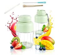 Portable Wireless Juicer Cup, 28/45 Oz Large Capacity Portable Blender for Shakes and Smoothies, 38-Blade Personal Juicer Bottles, USB Rechargeable Dual Lid Travel Cup (2 cup+2 lid-G,800ML)
