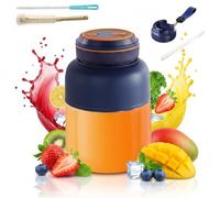 Portable Wireless Juicer Cup, 28/45 Oz Large Capacity Portable Blender for Shakes and Smoothies, 38-Blade Personal Juicer Bottles, USB Rechargeable Dual Lid Travel Cup (Blue,800ML)