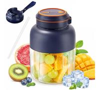Portable Wireless Juicer Cup, 44oz Personal Blender for Shakes and Smoothies, Rechargeable 38-Blade Portable Household Appliances Juicer with Dual Lid Travel Cup, Leakproof Handle (Blue,27oz)