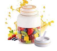 Portable Wireless Juicer Cup, Portable Electric Juicer Cup with 38 Blade, Dual Lid Leakproof, USB Rechargeable Blender for Shakes Fruits Vegetables Office Outdoor (White,1300ML)