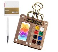 Portable Wooden Watercolor Palette - 8Grid Pocket Artist Travel Set | Mini Watercolor Sketchbook With Pen & Clip, Painting Kit Gift For Artists & Painters