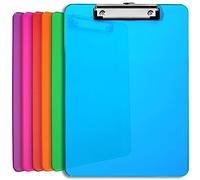 Portablocchi in Plastica con Pinza |Tavolette con Clip Portamoduli, Blocco, Appunti, Documenti, Colori Assortiti, Resistenti per 100 Fogli A4, Dimensioni 31,8 x 22,9 cm | Cofezione da 6 Pezzi