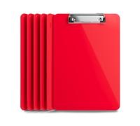 Portablocchi in Plastica con Pinza |Tavolette con Clip Portamoduli, Blocco, Appunti, Documenti, Rosso, Resistenti per 100 Fogli A4, Dimensioni 31,8 x 22,9 cm | Cofezione da 6 Pezzi