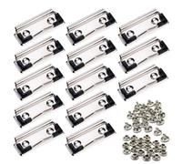 Portablocco a clip, 20 Pcs Clipboard Clips con Rivetti da Montare, con Impugnatura in Gomma, Piatto Morsetto Metallici per Portablocco Appunti Porta Note