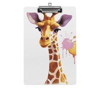 Portablocco a forma di giraffa, in acrilico, grazioso, alla moda, decorativo, 31,8 x 21,6 cm, formato A4, clip in acrilico per aule, insegnanti, forniture per ufficio