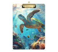 Portablocco a forma di tartaruga marina, realismo, pesce oceano, formato A4, portablocco rigido per calcio, softball, allenatore, dimensioni 23,5 x 30,5 cm