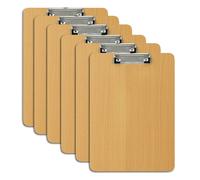 Relaxdays Portablocco A4 con Pinza Portadocumenti, Set 6 Cartellette Ferma Appunti, HLP: 31,5x22,5x0,5cm, MDF, Marrone, Ferro 80% Fibra di Legno 10% plastica