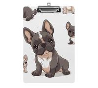 Portablocco con bulldog francese, in acrilico, carino e alla moda, decorativo, 31,8 x 21,6 cm, formato A4, clip in acrilico per aule, insegnanti, forniture per ufficio