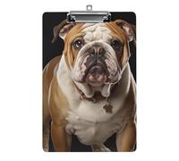 Portablocco con bulldog inglese, in acrilico, carino e alla moda, decorativo, 31,8 x 21,6 cm, formato A4, clip in acrilico per aule, insegnanti, forniture per ufficio