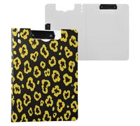 Portablocco con cartella leopardata giallo brillante nero A4 Appunti Folio orizzontale e verticale doppie clip infermieristica lavagna con coperchio