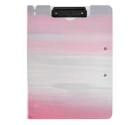 Portablocco con cartella rosa, bianco e grigio, pittura artistica, formato A4, portablocco con padfolio doppie clip in metallo, portapenne, lavagna con clip per infermieristica, con coperchio