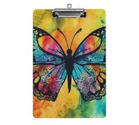 Portablocco con farfalla tie dye, in acrilico, carino e alla moda, decorativo, 31,8 x 21,6 cm, formato A4, clip in acrilico per classe, insegnanti, forniture per ufficio