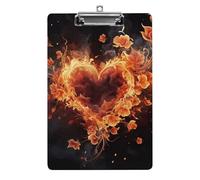 Portablocco con fiori di fuoco e cuore con foro per appendere, portablocco in acrilico standard A4 da 8,5" x 12,5", portadocumenti ultraleggero e infrangibile per ufficio e casa