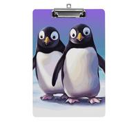 Portablocco con grazioso pinguino, in acrilico, alla moda, decorativo, 31,8 x 21,6 cm, formato A4, clip in acrilico per classe, insegnanti, forniture per ufficio