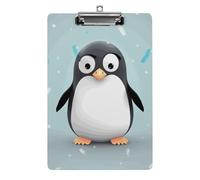 Portablocco con grazioso pinguino, in acrilico, alla moda, decorativo, 31,8 x 21,6 cm, formato A4, clip in acrilico per classe, insegnanti, forniture per ufficio