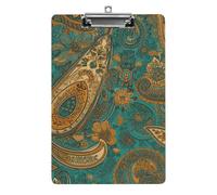 Portablocco con motivo cachemire giallo, in acrilico, carino e alla moda, decorativo, 31,8 x 21,6 cm, formato A4, clip in acrilico per classe, insegnanti, forniture per ufficio