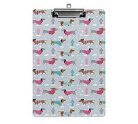 Portablocco con motivo floreale bassotto formato A4, divertente estetica, lavoro, studio, lettera, standard, portablocco 12,5×8,5 in faesite per l'aula scolastica, bambini, scrittura, disegno