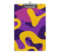 Portablocco con motivo giallo e viola, in acrilico, carino e alla moda, decorativo, 31,8 x 21,6 cm, formato A4, clip in acrilico per aule, insegnanti, forniture per ufficio