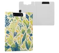 Portablocco con motivo piante verdi sott'acqua, formato A4, con doppia clip, portapenne, scuola, con copertina rigida