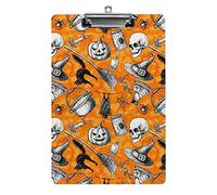 Portablocco con teschio di Halloween, formato A4, divertente, estetico, da lavoro, per studiare, lettera, standard, 12,5×8,5 in faesite, per l'aula scolastica, per bambini, che scrivono disegni