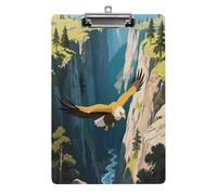Portablocco decorativo in acrilico con aquila d'oro nella valle stampato con clip in metallo a basso profilo, per ufficio, scuola, insegnanti, studenti, dimensioni lettera standard 31 x 21 cm