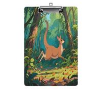 Portablocco decorativo in acrilico con stampa di canguri nella giungla, con clip in metallo a basso profilo, per ufficio, scuola, insegnanti, studenti, formato lettera standard 32,5 x 21,5 cm