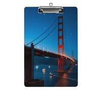 Portablocco decorativo in acrilico con stampa Golden Gate Bridge con clip in metallo a basso profilo, per ufficio, scuola, insegnanti, studenti, formato lettera standard 32,5 x 21,5 cm