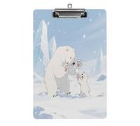 Portablocco decorativo in acrilico con stampa orso polare nella neve, con clip in metallo a basso profilo, per ufficio, scuola, insegnanti, studenti, formato lettera standard 32,5 x 21,5 cm