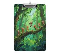 Portablocco decorativo in acrilico con stampa tribù di scimmie con clip in metallo a basso profilo, per ufficio, scuola, insegnanti, studenti, formato lettera standard 32,5 x 21,5 cm