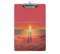 Portablocco formato A4, con clip in plastica acrilica stampata con coppia che guarda l'alba, con foro per appenderlo, 21,6 x 31,8 cm, per casa, ufficio, lavoro