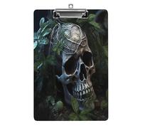 Portablocco formato A4, con foglie verdi e teschio, in plastica acrilica, con foro per appenderlo, 21,6 x 31,8 cm, per casa, ufficio, lavoro