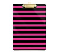 Portablocco formato A4 con righe nere e rosa, 12 x 18 cm, trasparente, per allenatori di pallavolo, baseball, dimensioni 9 x 12