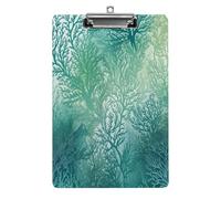 Portablocco formato A4, in plastica acrilica con stampa di alghe verdi e blu marina, con foro per appenderlo, 21,6 x 31,8 cm, per casa, ufficio, lavoro
