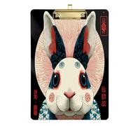 Portablocco giapponese Ukiyo-e in stile coniglio infermieri, trasparente, per classe di quinta elementare, essenziale per insegnanti, dimensioni 9 x 12,5 Tabla para escribir con clip