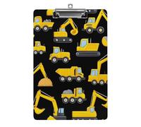 Portablocco in acrilico alla moda con clip a basso profilo, accessori per ufficio e scrivania, per donne e uomini, colore: nero, giallo, escavatore, macchine da costruzione