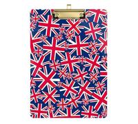 Portablocco in acrilico con bandiera britannica, portablocco alla moda, formato A4, dimensioni standard, per infermieri, insegnanti, allenatori, basso profilo, clip dorata