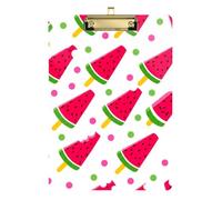 Portablocco in acrilico con simpatico motivo anguria, rosso e bianco, alla moda, formato A4, formato lettera, per infermieri, insegnanti, allenatori, basso profilo, clip dorata