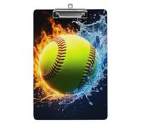 Portablocco in acrilico da donna con clip a basso profilo, accessori per ufficio, scrivania, acqua ghiacciata, fuoco, fiamma, softball, baseball