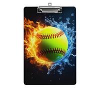 Portablocco in acrilico da donna con clip a basso profilo, accessori per ufficio, scrivania, acqua ghiacciata, fuoco, fiamma, softball, baseball