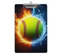 Portablocco in acrilico da donna con clip a basso profilo, accessori per ufficio, scrivania, acqua ghiacciata, fuoco, fiamma, softball, baseball