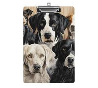 Portablocco in acrilico, formato A4, leggero e resistente, con foro per appendere in acciaio inossidabile, organizer portatile per documenti con cane bianco e nero, contiene 80-100 fogli, per ufficio